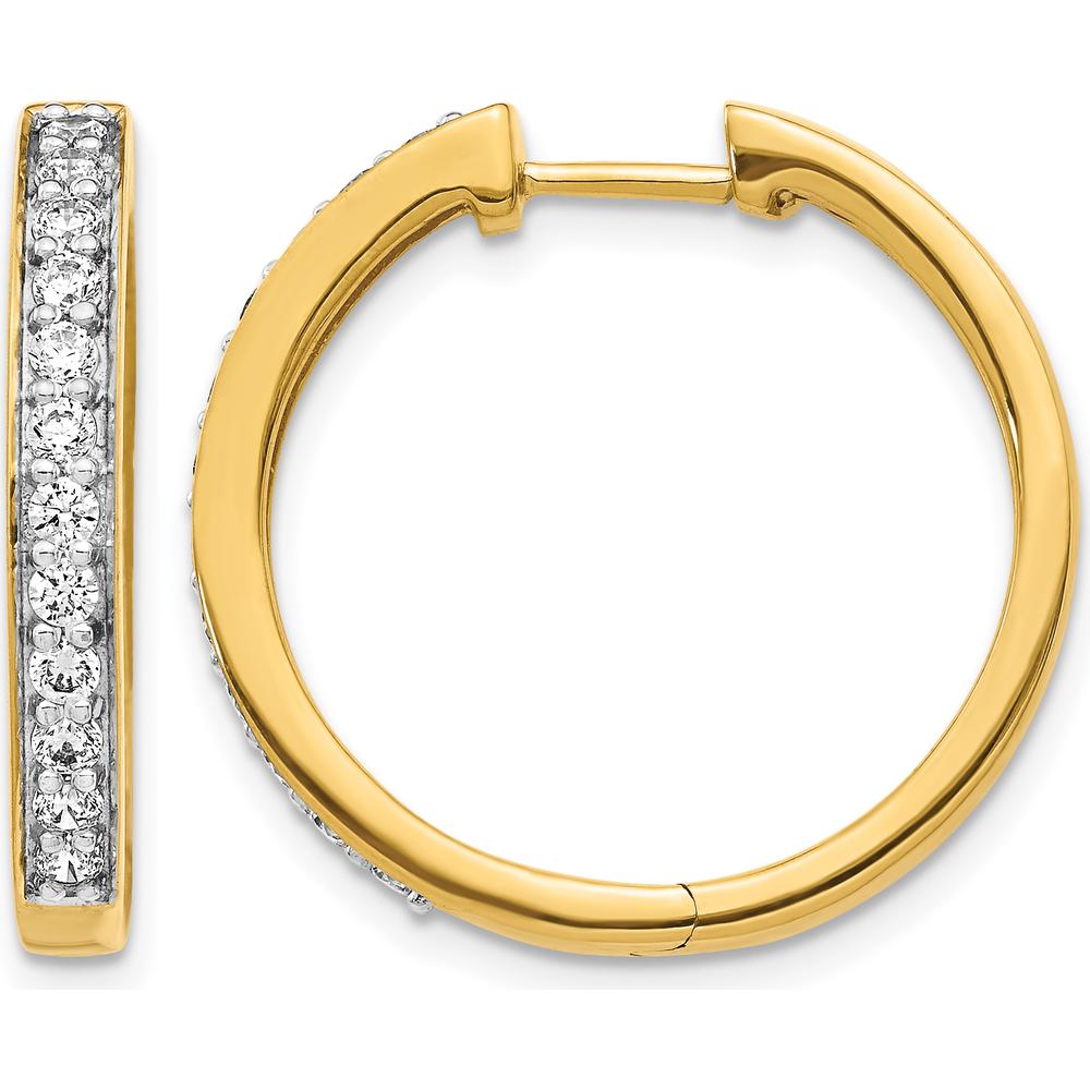 14K Yellow Gold Hinged Hoop Earrings with Round Diamonds - 0.07 Carat Total Diamond Weight by Monteluci Fine Jewelry