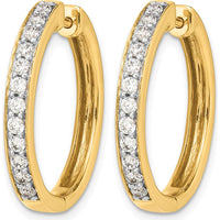 14K Yellow Gold Hinged Hoop Earrings with Round Diamonds - 0.07 Carat Total Diamond Weight by Monteluci Fine Jewelry