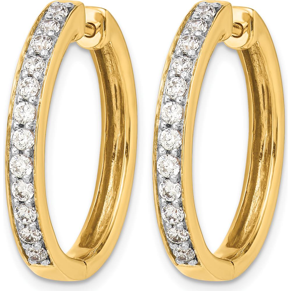 14K Yellow Gold Hinged Hoop Earrings with Round Diamonds - 0.07 Carat Total Diamond Weight by Monteluci Fine Jewelry