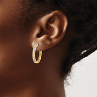 14K Yellow Gold Hinged Hoop Earrings with Round Diamonds - 0.07 Carat Total Diamond Weight by Monteluci Fine Jewelry
