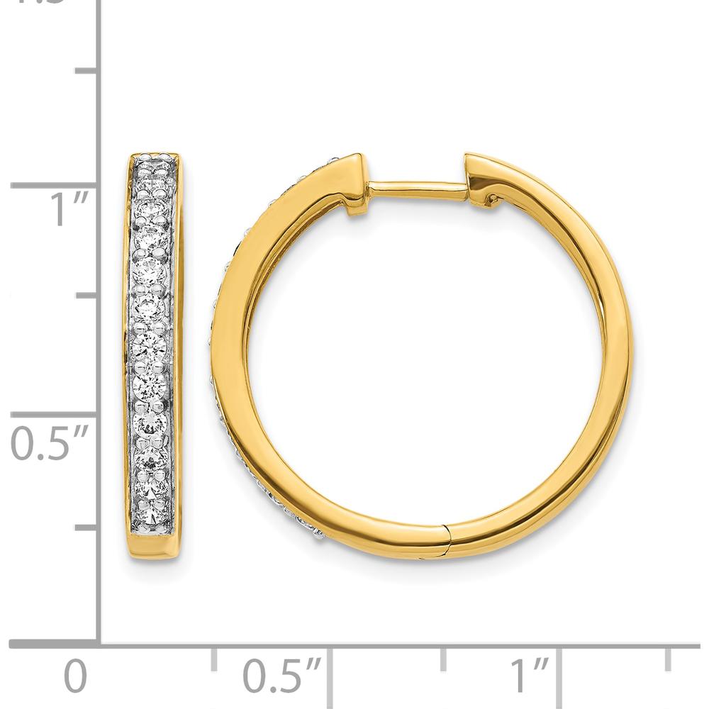 14K Yellow Gold Hinged Hoop Earrings with Round Diamonds - 0.07 Carat Total Diamond Weight by Monteluci Fine Jewelry