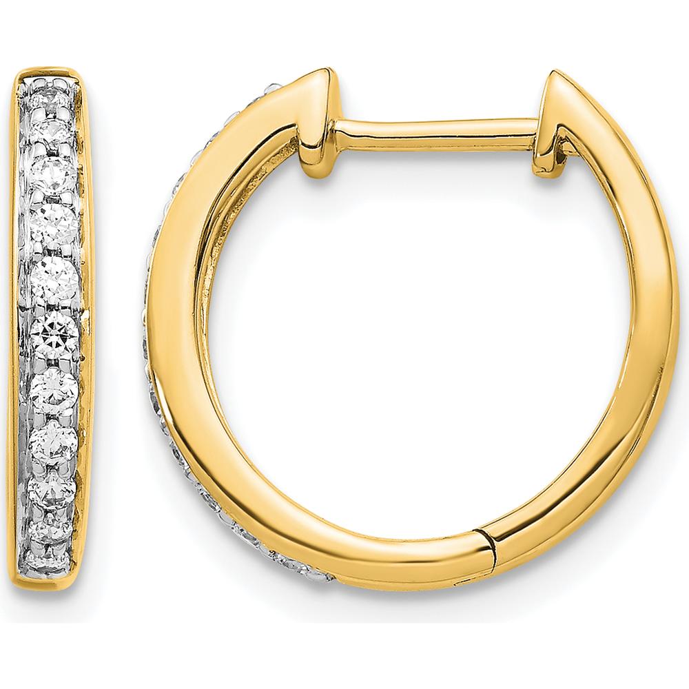 14K Yellow Gold Hinged Hoop Earrings with Round Diamonds - 0.168 Carat Total Diamond Weight by Monteluci Fine Jewelry