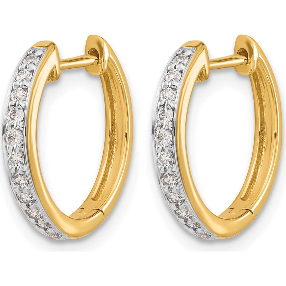 14K Yellow Gold Hinged Hoop Earrings with Round Diamonds - 0.168 Carat Total Diamond Weight by Monteluci Fine Jewelry