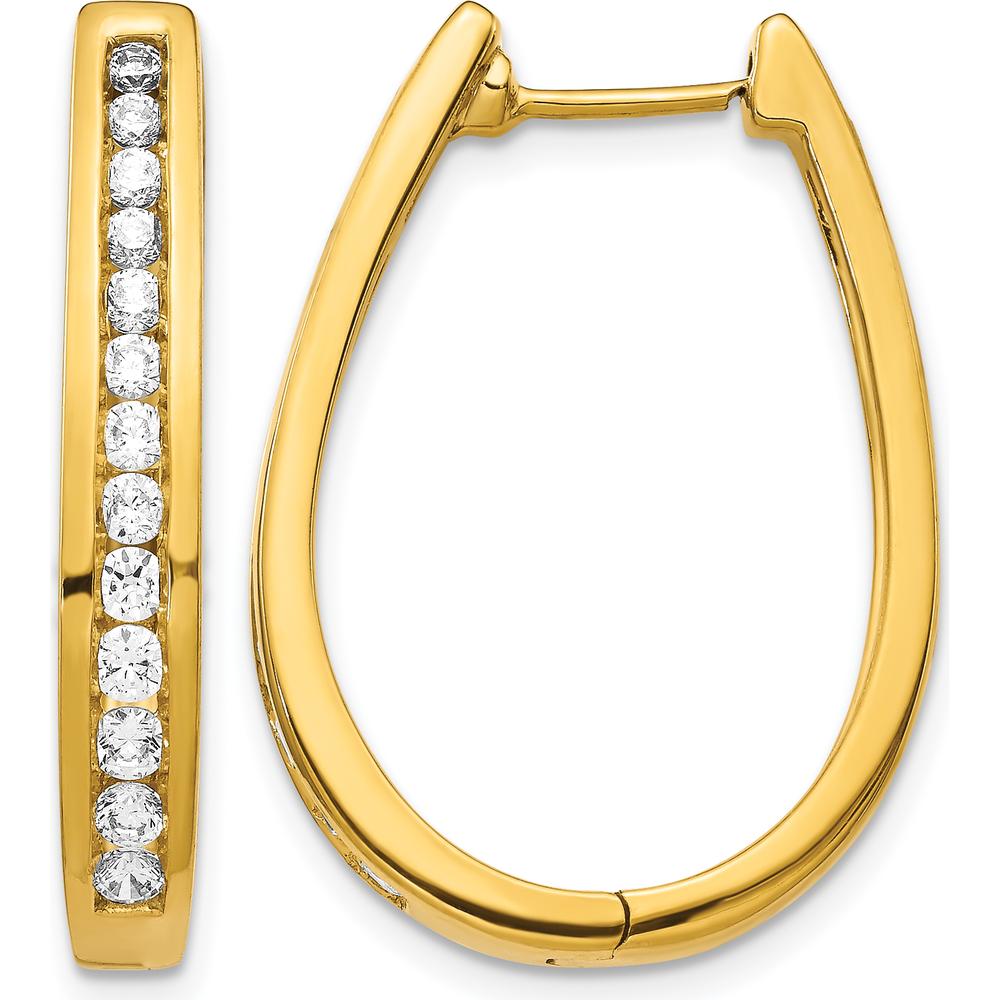 14K Yellow Gold Hinged Hoop Earrings with Round Diamonds - 0.23 Carat Total Diamond Weight by Monteluci Fine Jewelry