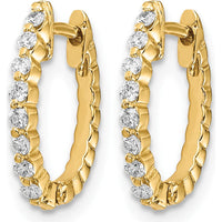14K Yellow Gold Hinged Hoop Earrings with Round Diamonds - 0.24 Carat Total Diamond Weight by Monteluci Fine Jewelry