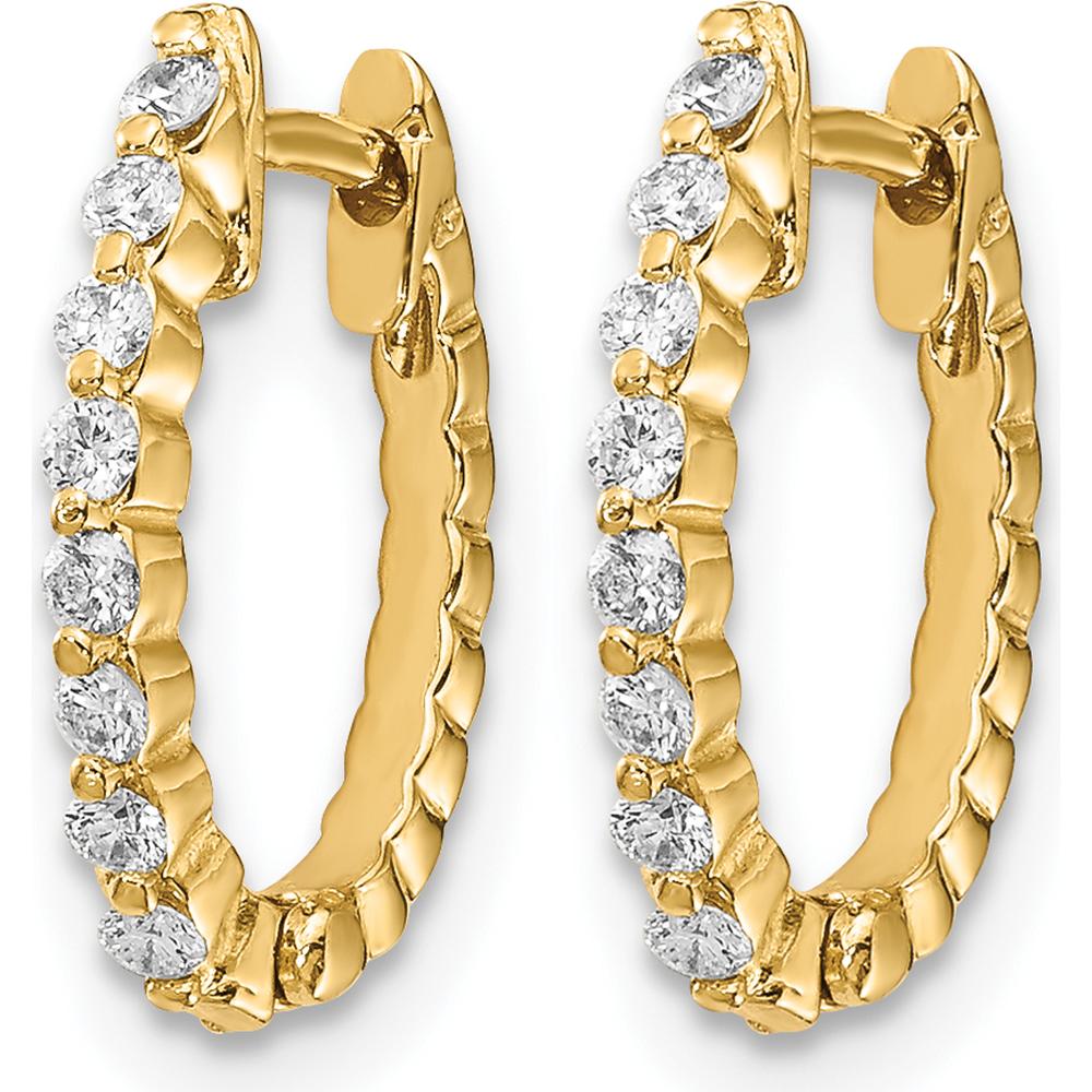 14K Yellow Gold Hinged Hoop Earrings with Round Diamonds - 0.24 Carat Total Diamond Weight by Monteluci Fine Jewelry