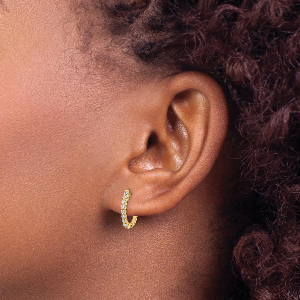 14K Yellow Gold Hinged Hoop Earrings with Round Diamonds - 0.24 Carat Total Diamond Weight by Monteluci Fine Jewelry