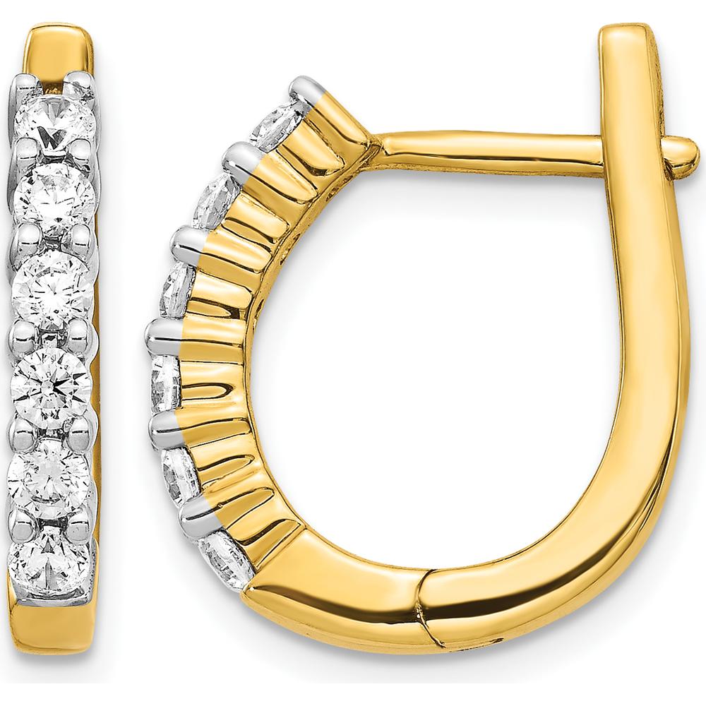 14K Yellow Gold Hinged Hoop Earrings with Round Diamonds - 0.37 Carat Total Diamond Weight by Monteluci Fine Jewelry