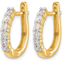 14K Yellow Gold Hinged Hoop Earrings with Round Diamonds - 0.37 Carat Total Diamond Weight by Monteluci Fine Jewelry