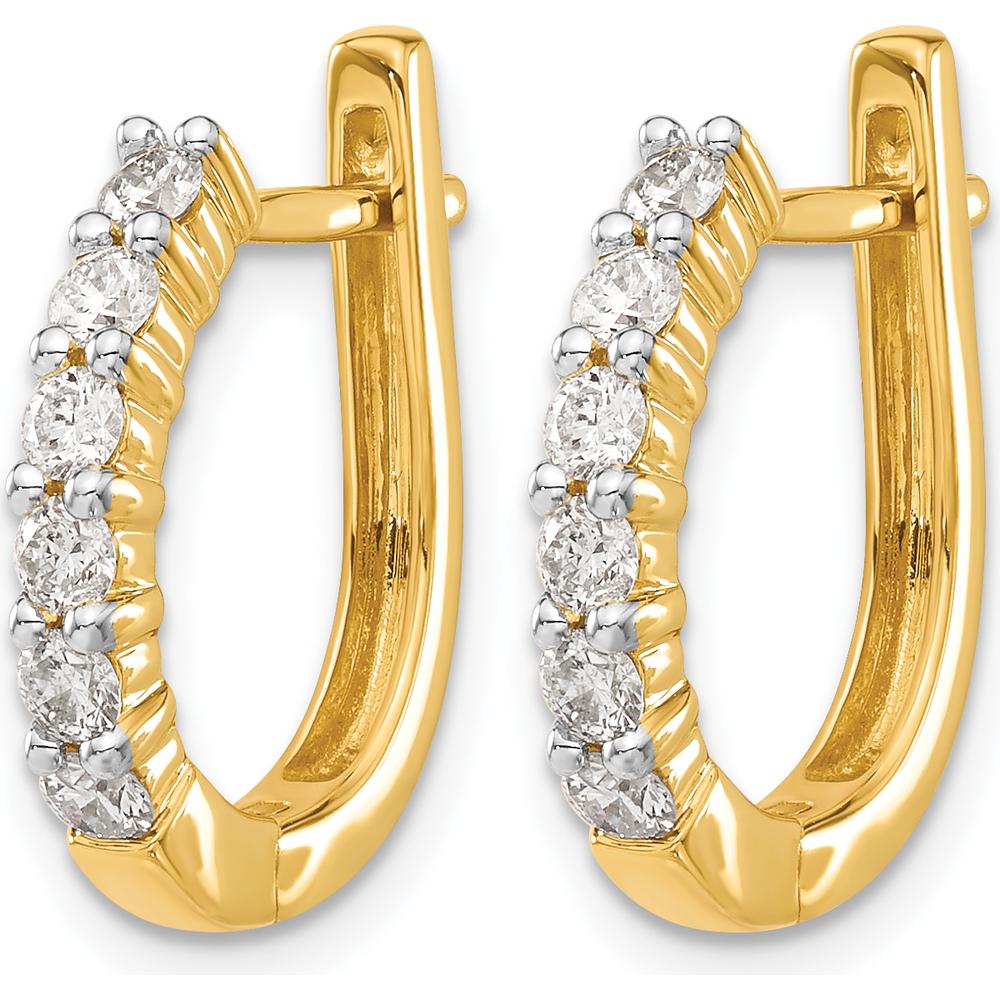 14K Yellow Gold Hinged Hoop Earrings with Round Diamonds - 0.37 Carat Total Diamond Weight by Monteluci Fine Jewelry