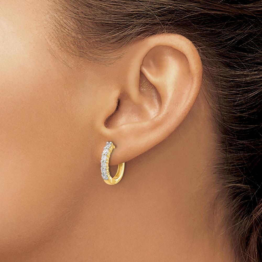 14K Yellow Gold Hinged Hoop Earrings with Round Diamonds - 0.37 Carat Total Diamond Weight by Monteluci Fine Jewelry