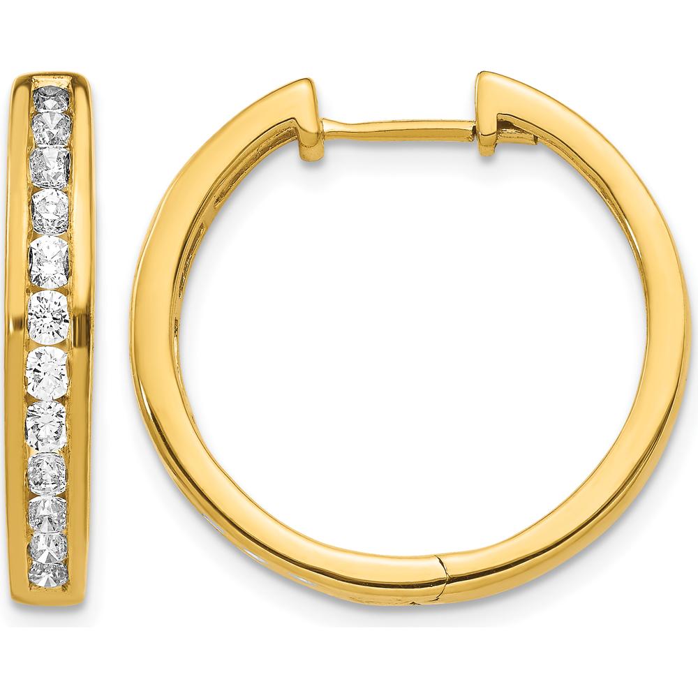 14K Yellow Gold Hinged Hoop Earrings with Round Natural Diamonds - 0.12 Carat Total Diamond Weight by Monteluci Fine Jewelry