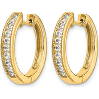 14K Yellow Gold Hinged Hoop Earrings with Round Natural Diamonds - 0.12 Carat Total Diamond Weight by Monteluci Fine Jewelry
