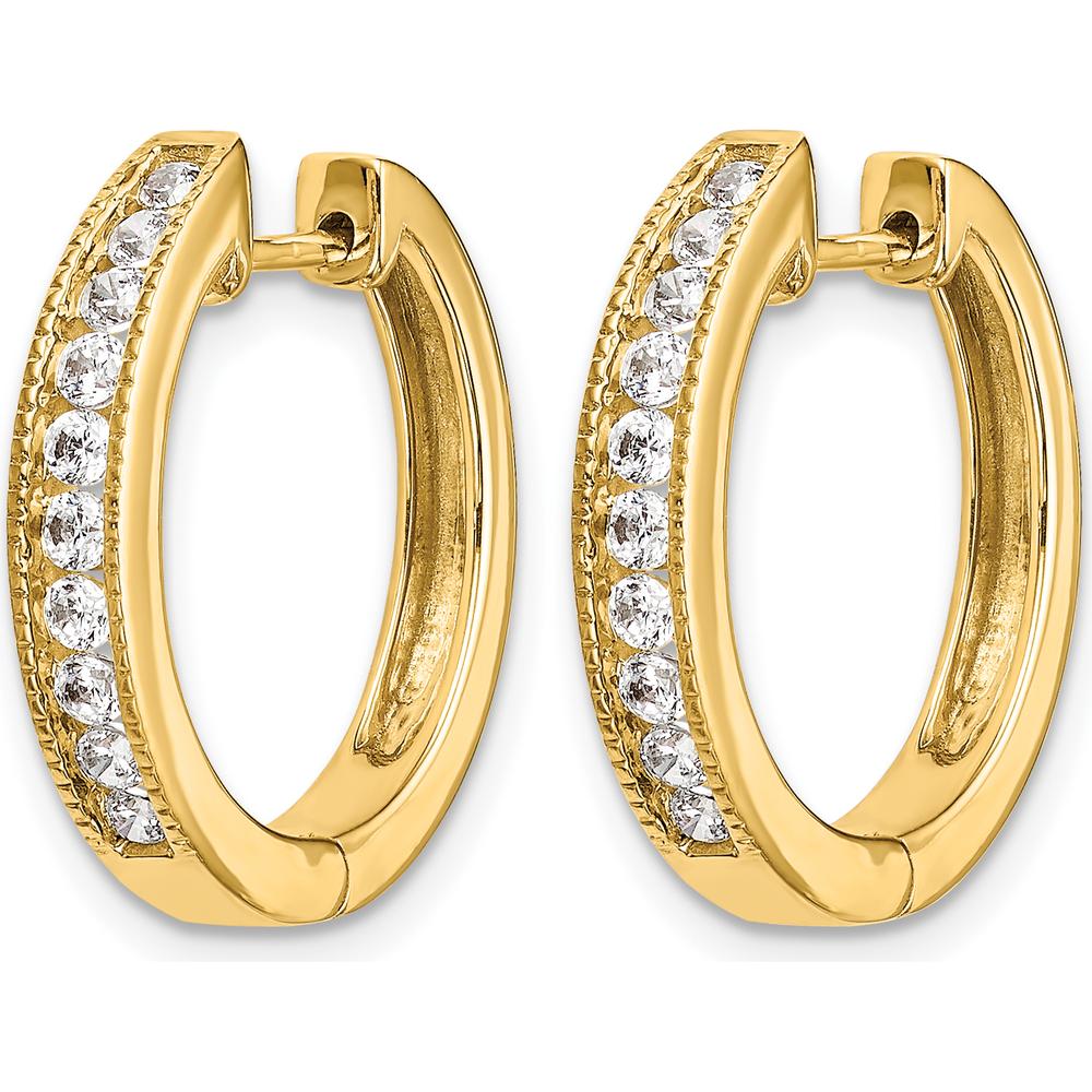 14K Yellow Gold Hinged Hoop Earrings with Round Natural Diamonds - 0.12 Carat Total Diamond Weight by Monteluci Fine Jewelry