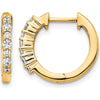 14K Yellow Gold Hinged Hoop Earrings with Round White Diamonds - 0.025 Carat Total Diamond Weight by Oro Pregiato