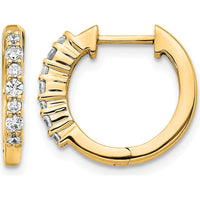 14K Yellow Gold Hinged Hoop Earrings with Round White Diamonds - 0.025 Carat Total Diamond Weight by Oro Pregiato