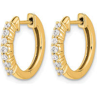 14K Yellow Gold Hinged Hoop Earrings with Round White Diamonds - 0.025 Carat Total Diamond Weight by Oro Pregiato