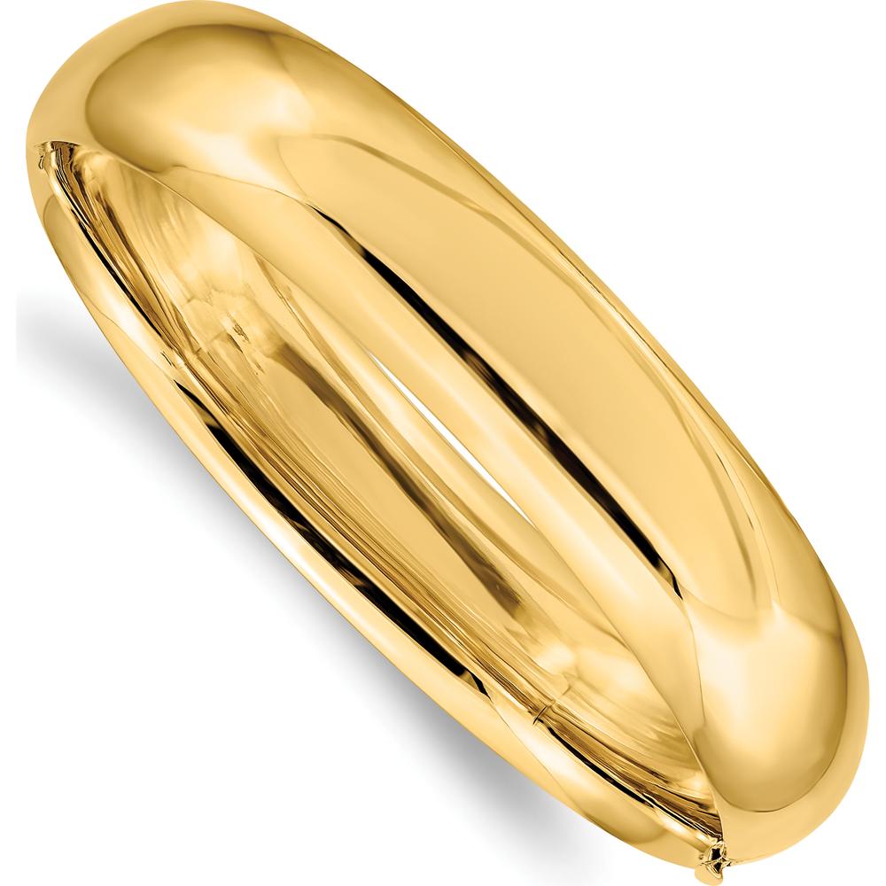 14K Yellow Gold Hinged Oval Bangle Bracelet - 14.5mm Width, 7 Inch Length by Oro Pregiato