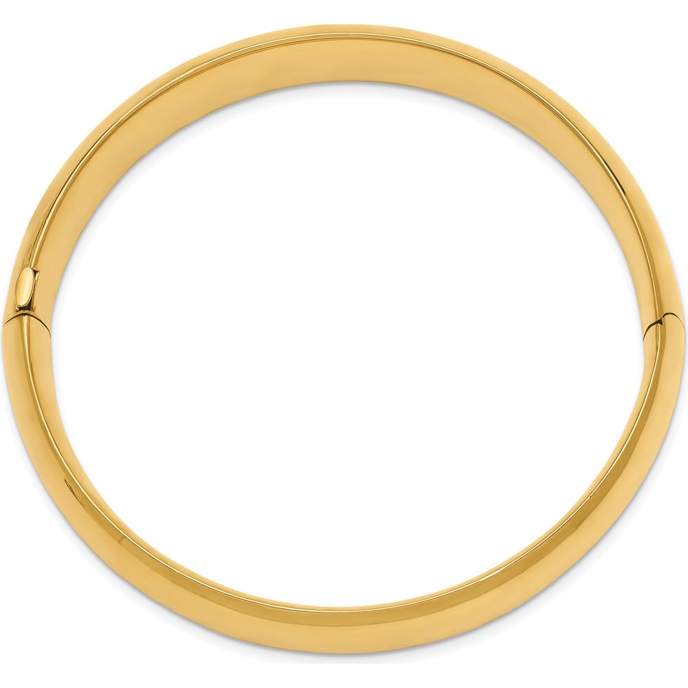 14K Yellow Gold Hinged Oval Bangle Bracelet - 14.5mm Width, 7 Inch Length by Oro Pregiato