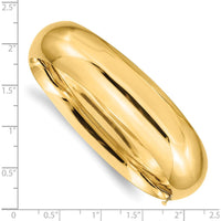 14K Yellow Gold Hinged Oval Bangle Bracelet - 17mm Width by Oro Pregiato