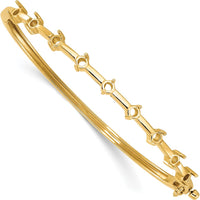 14K Yellow Gold Hinged Oval Bangle Bracelet Mounting for Nine 3.0mm Round Stones - 7" Length by Oro Pregiato