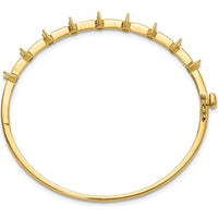 14K Yellow Gold Hinged Oval Bangle Bracelet Mounting for Nine 3.0mm Round Stones - 7" Length by Oro Pregiato
