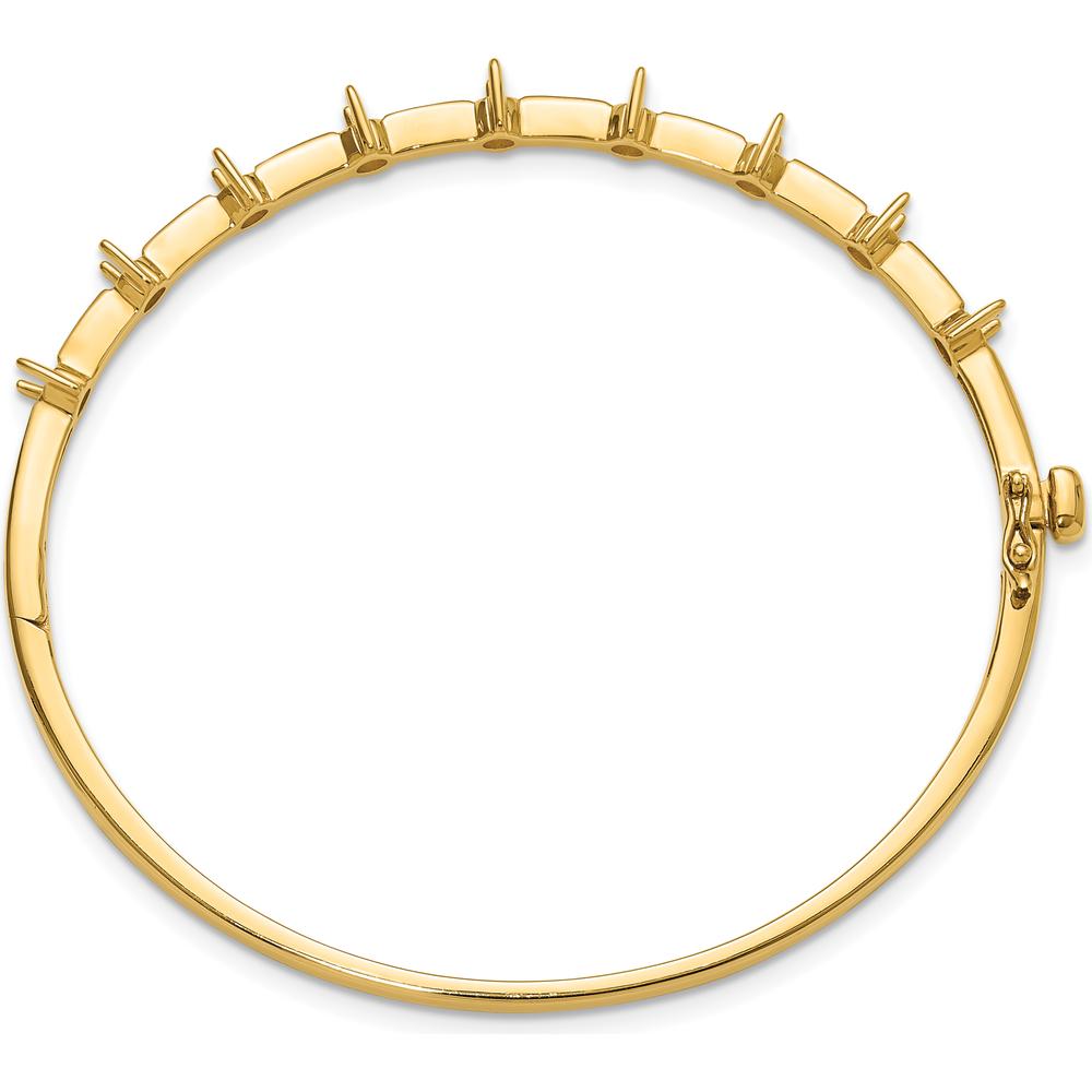 14K Yellow Gold Hinged Oval Bangle Bracelet Mounting for Nine 3.0mm Round Stones - 7" Length by Oro Pregiato