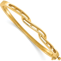 14K Yellow Gold Hinged Oval Bangle Bracelet Mounting for Round Diamonds - Holds 1.00 Carat Total Weight by Oro Pregiato