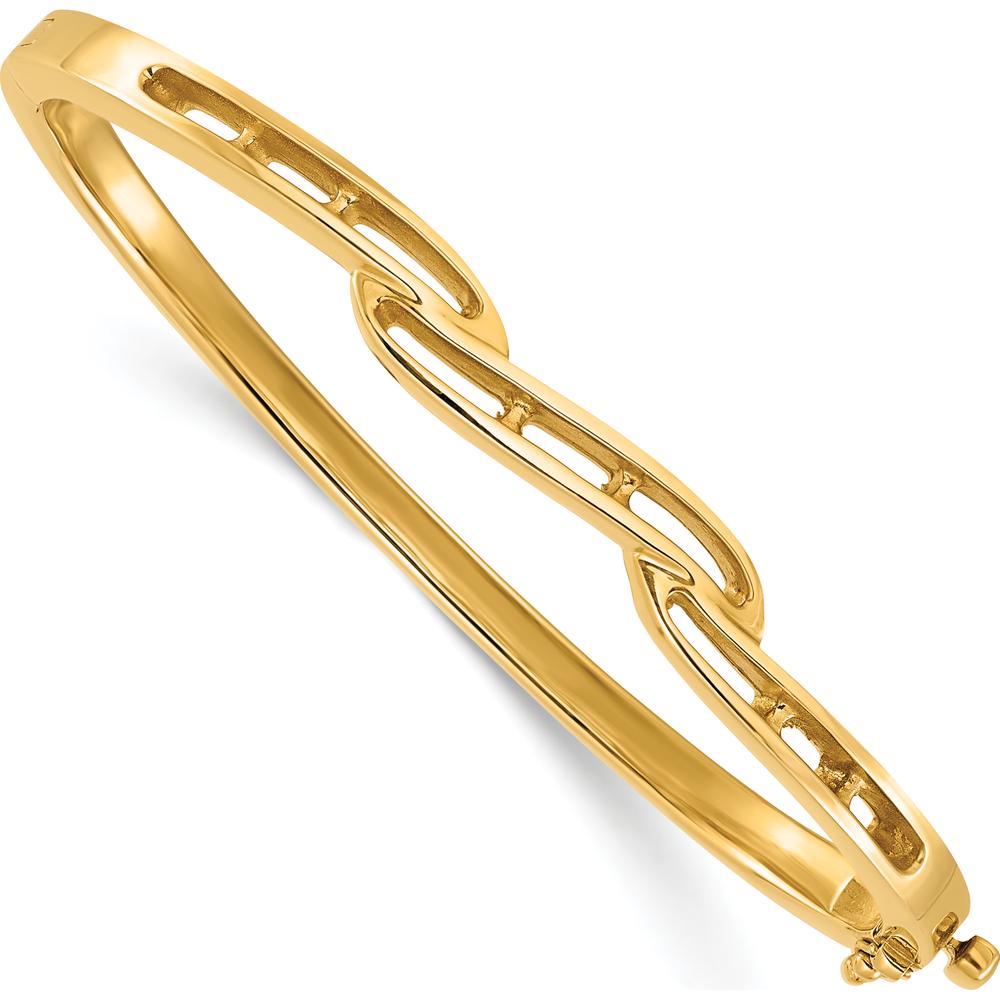 14K Yellow Gold Hinged Oval Bangle Bracelet Mounting for Round Diamonds - Holds 1.00 Carat Total Weight by Oro Pregiato