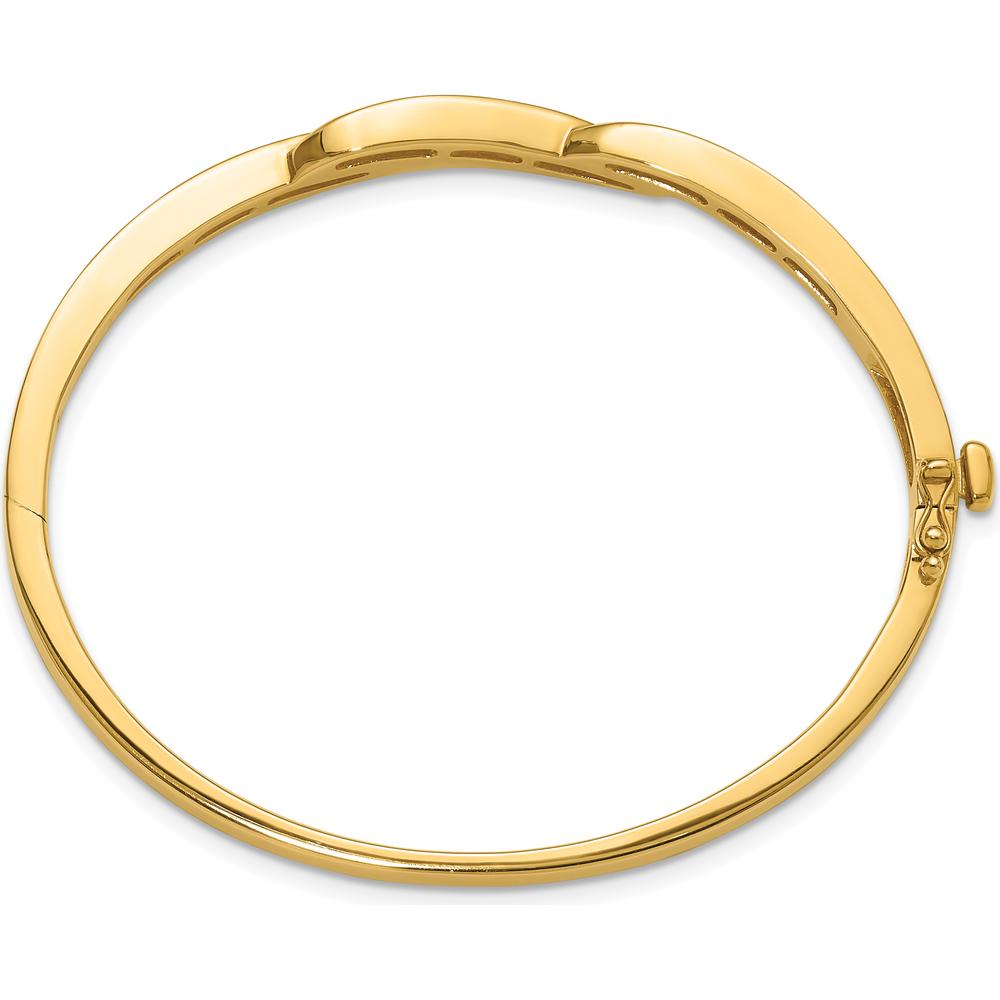 14K Yellow Gold Hinged Oval Bangle Bracelet Mounting for Round Diamonds - Holds 1.00 Carat Total Weight by Oro Pregiato