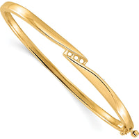 14K Yellow Gold Hinged Oval Bangle Bracelet Mounting for Three 2.4mm Round Stones - 0.18 Carat Total Diamond Capacity by Oro Pregiato