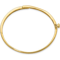 14K Yellow Gold Hinged Oval Bangle Bracelet Mounting for Three 2.4mm Round Stones - 0.18 Carat Total Diamond Capacity by Oro Pregiato