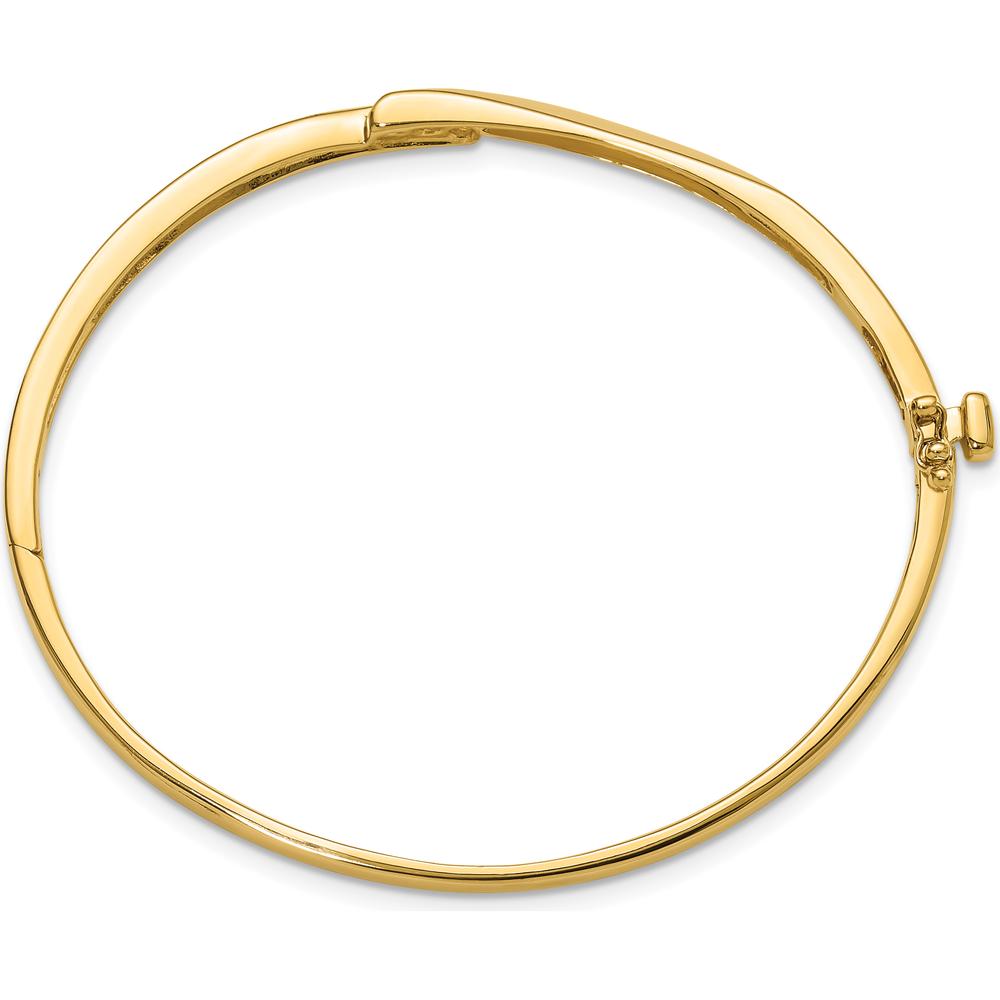 14K Yellow Gold Hinged Oval Bangle Bracelet Mounting for Three 2.4mm Round Stones - 0.18 Carat Total Diamond Capacity by Oro Pregiato