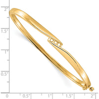 14K Yellow Gold Hinged Oval Bangle Bracelet Mounting for Three 2.4mm Round Stones - 0.18 Carat Total Diamond Capacity by Oro Pregiato