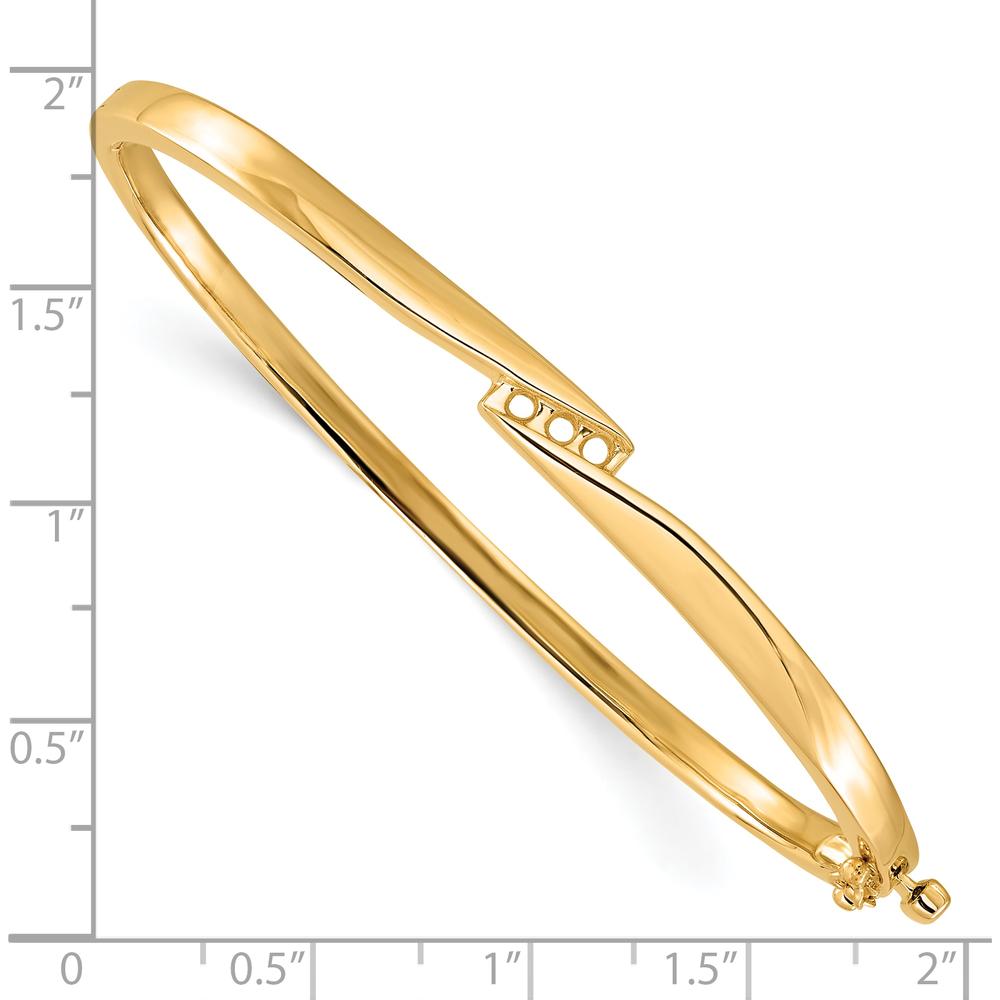 14K Yellow Gold Hinged Oval Bangle Bracelet Mounting for Three 2.4mm Round Stones - 0.18 Carat Total Diamond Capacity by Oro Pregiato