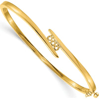 14K Yellow Gold Hinged Oval Bangle Bracelet Mounting for Three 3.0mm Round Stones - Holds 1/3 Total Carat Weight by Oro Pregiato