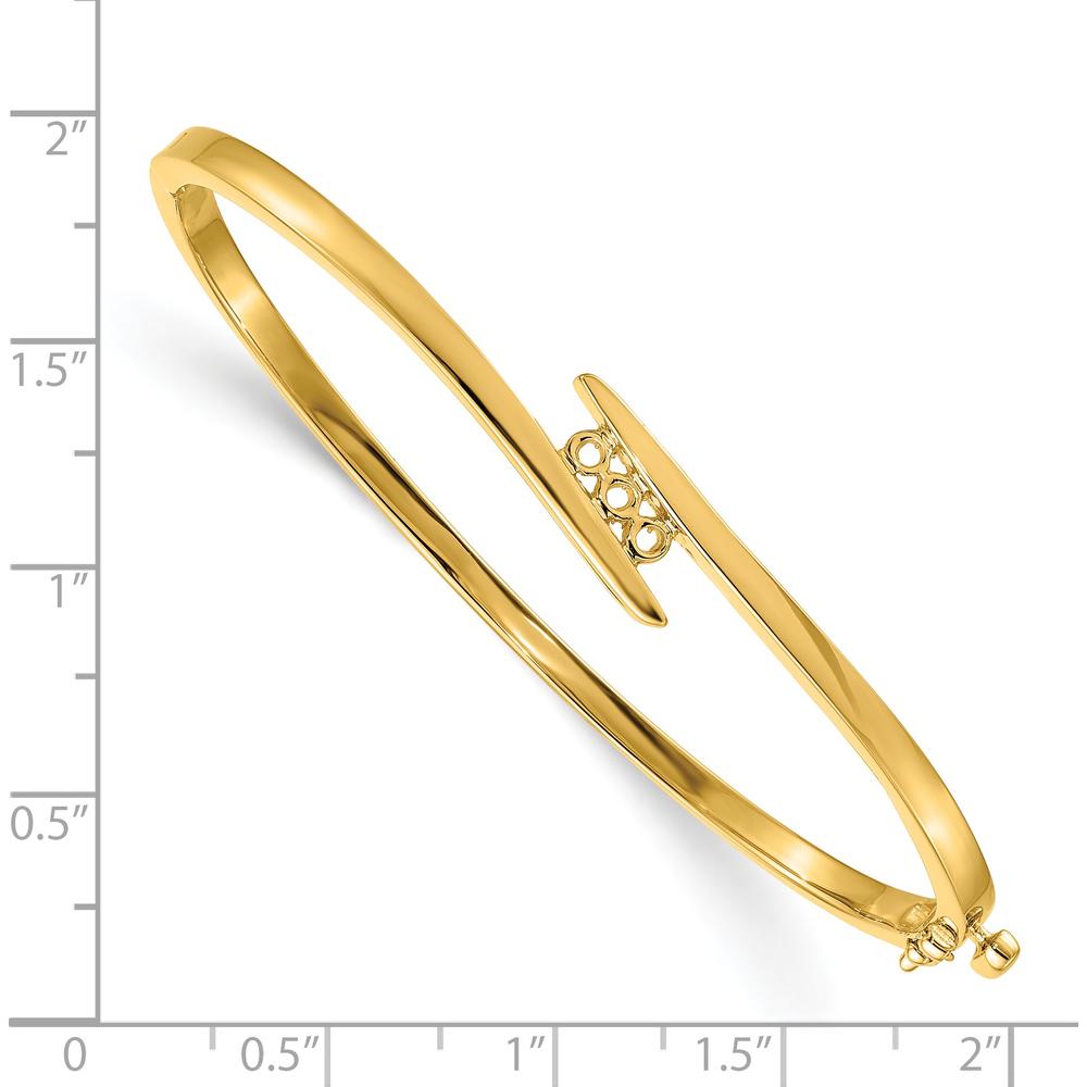 14K Yellow Gold Hinged Oval Bangle Bracelet Mounting for Three 3.0mm Round Stones - Holds 1/3 Total Carat Weight by Oro Pregiato