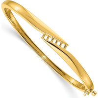 14K Yellow Gold Hinged Oval Bangle Bracelet Mounting with Five Round Diamond Settings - Holds 1/3 Carat Total Weight by Oro Pregiato