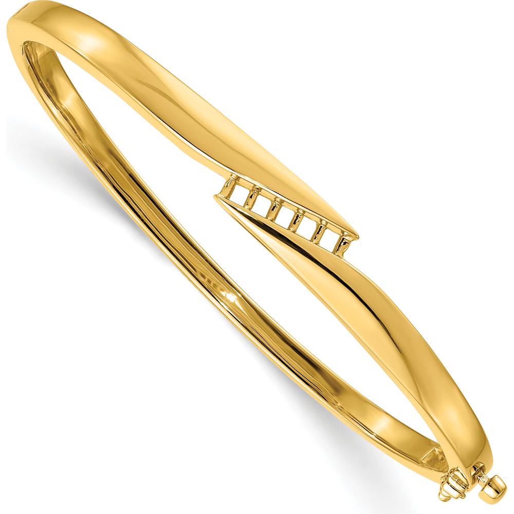 14K Yellow Gold Hinged Oval Bangle Bracelet Mounting with Five Round Diamond Settings - Holds 1/3 Carat Total Weight by Oro Pregiato