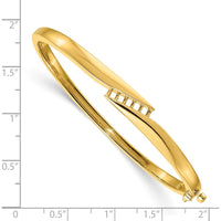 14K Yellow Gold Hinged Oval Bangle Bracelet Mounting with Five Round Diamond Settings - Holds 1/3 Carat Total Weight by Oro Pregiato