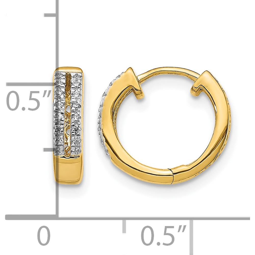 14K Yellow Gold Hinged Round Hoop Earrings with 32 Round Diamonds - 0.096 Carat Total Diamond Weight by Monteluci Fine Jewelry