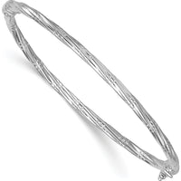 14K Yellow Gold Hinged Twisted Bangle Bracelet with Rhodium Plating - 2.87mm Width by Oro Pregiato