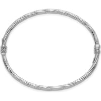 14K Yellow Gold Hinged Twisted Bangle Bracelet with Rhodium Plating - 2.87mm Width by Oro Pregiato