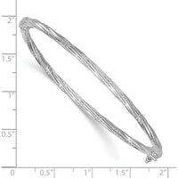 14K Yellow Gold Hinged Twisted Bangle Bracelet with Rhodium Plating - 2.87mm Width by Oro Pregiato