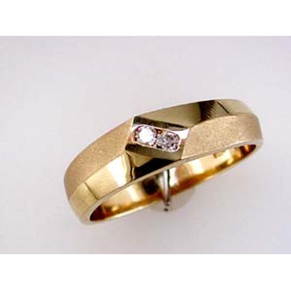 14K Yellow Gold His & Hers Contemporary Band Ring with Round Diamonds - 0.10 Carat Total Diamond Weight - Royal Jewelry