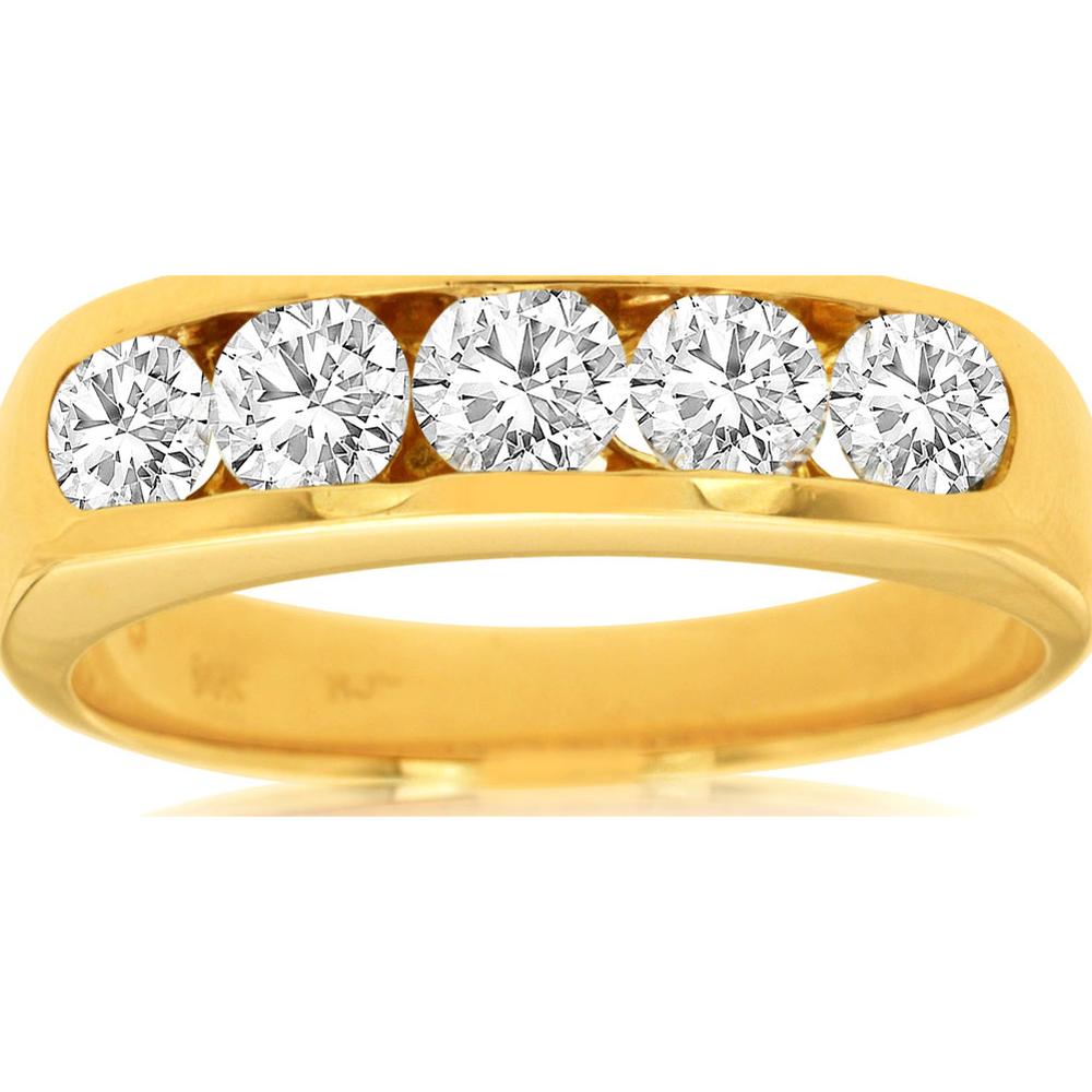 14K Yellow Gold His & Hers Diamond Band with Channel Set Round Diamonds - 1.16 Carat Total Diamond Weight - Royal Jewelry