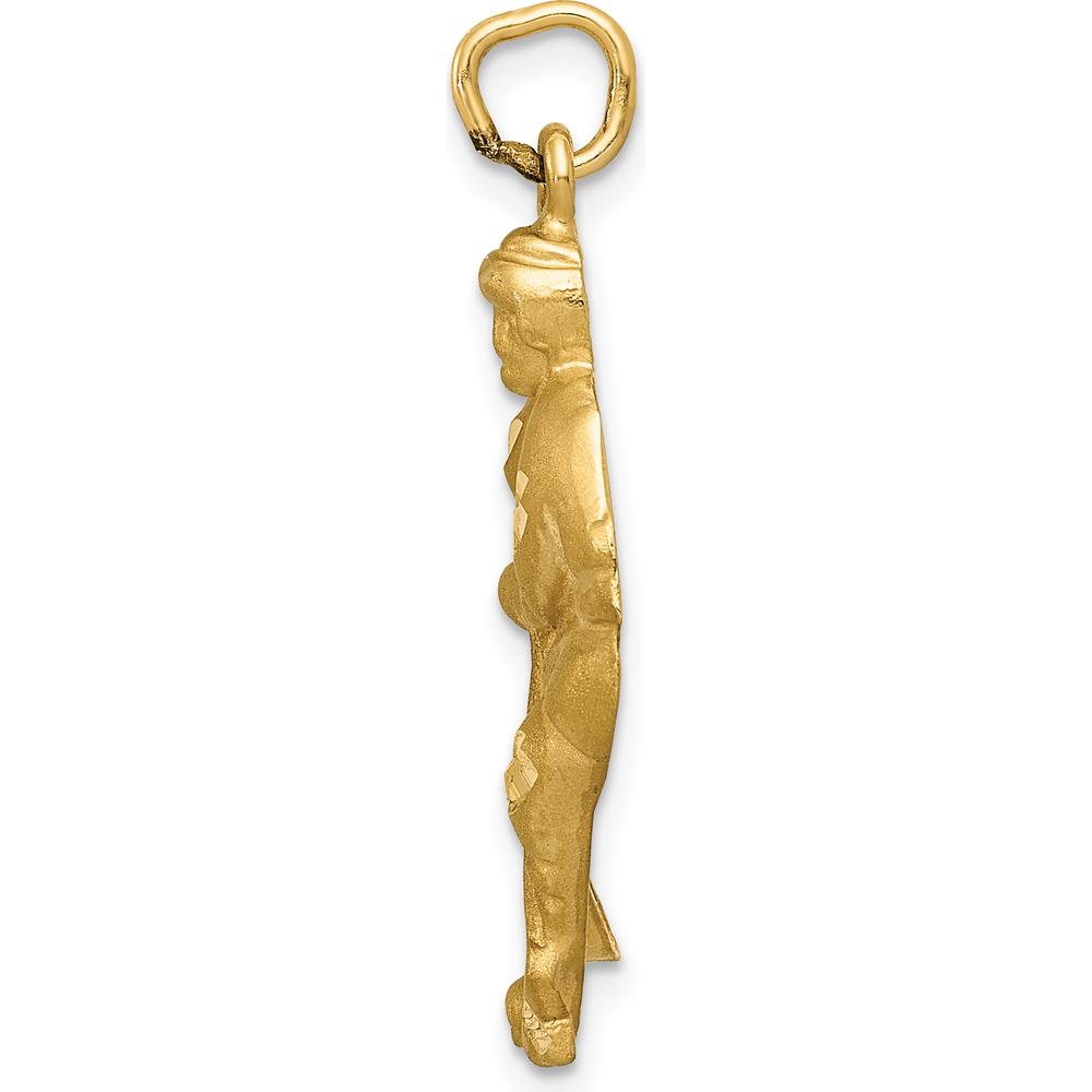 14K Yellow Gold Hockey Player Charm with Diamond-Cut Texture - 32mm by Oro Pregiato