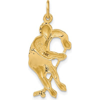 14K Yellow Gold Hockey Player Charm with Diamond-Cut Texture - 32mm by Oro Pregiato