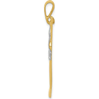 14K Yellow Gold Hockey Stick and Glove Pendant with White Rhodium Accents by Oro Pregiato