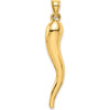 14K Yellow Gold Hollow 3D Italian Horn Pendant - Symbol of Strength and Protection by Oro Pregiato